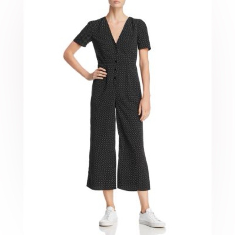 Sadie & Sage Cropped Wide Leg Polka Dot V-Neck Jumpsuit Women’s Size M